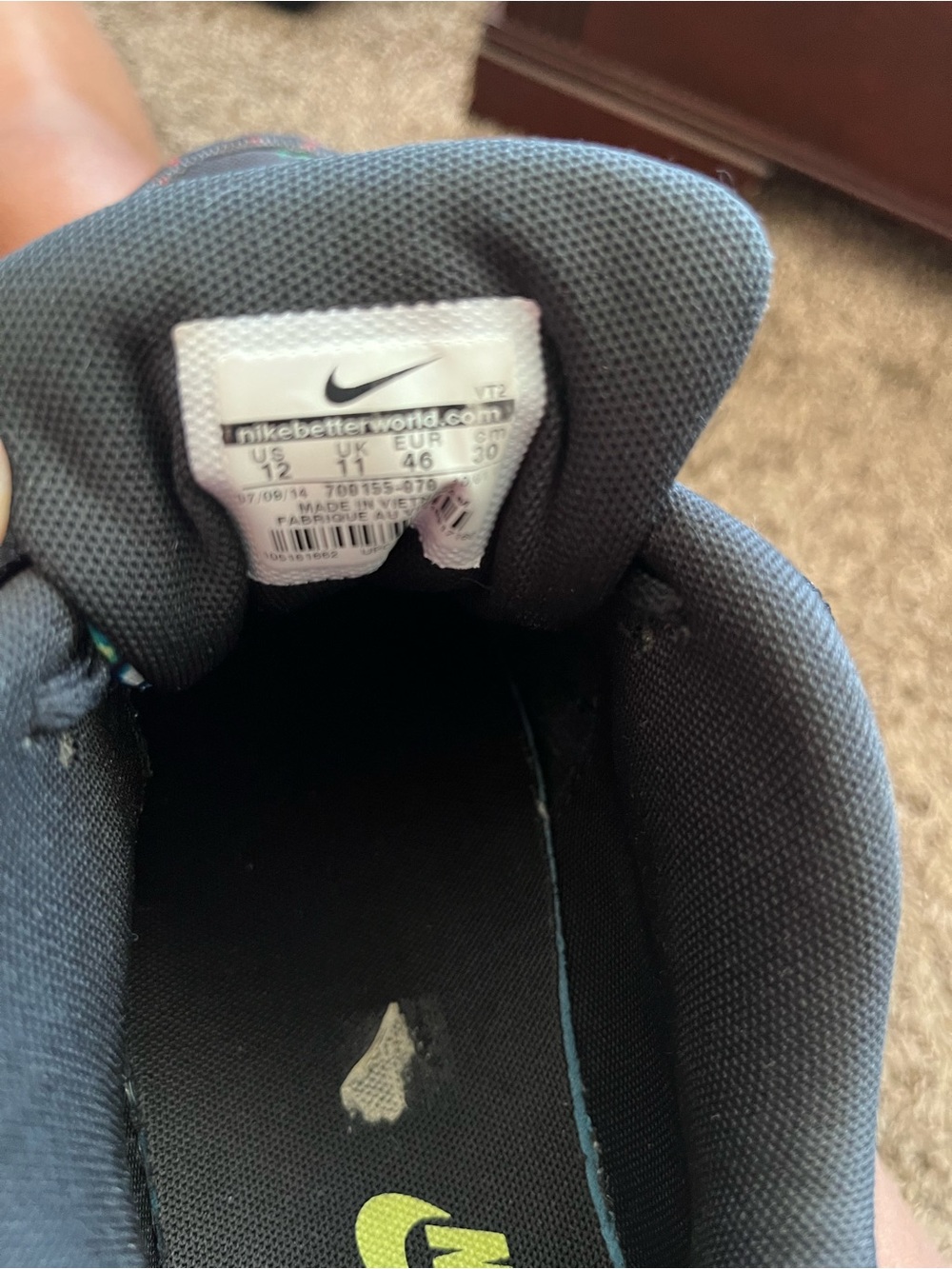 Nike Kids Black and Gray Sneakers with Neon Accent